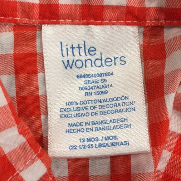 Little Wonder Toddler Baby Boy Sz 12M Check Button Shirt 100% Cotton - Picture 5 of 7